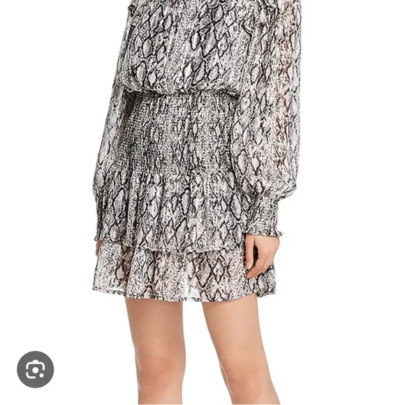 Snake Print Ruffle Mini Dress Size Small - Picture 4 of 4